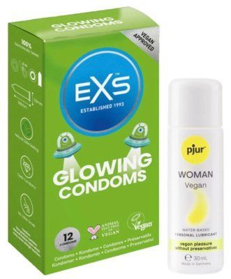 Комплект EXS Glowing 12 шт + Pjur Woman Vegan 30 мл SOS13615 фото