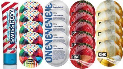 Набор из SwissNavy CoolingPeppermint 10мл + ONERibs + ONE Classic + ONEChocolateStrawberry + ONEBanana SOS8644 фото
