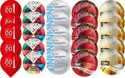 Набір з 25 шт OLORed0.01 + ONERibs + ONE Sensitive + ONEChocolateStrawberry + ONEBanana SOS8744 фото