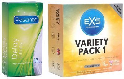 Набір з Pasante Infinity Delay, 12 шт + EXS Mixed Variety Pack 1, 48 штук SOS8143 фото