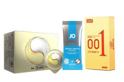 OLO Ice Durable Fire (10 шт) , OLO Gold 001 (10 шт) та Лубрикант System JO H2O &mdash; ORIGINAL (10 мл) у подарунок SOS1000 фото