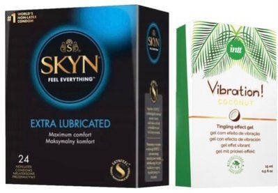 Набор из SKYN Extra Lube (24 шт) + Жидкий вибратор Intt Vibration Coconut Vegan (15 мл) SOS10104 фото