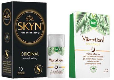 Набір з SKYN Original (10 шт) + Рідкий вібратор Intt Vibration Coconut Vegan (15 мл) SOS9904 фото