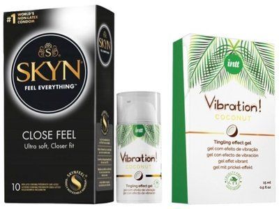 Набір з SKYN Close Feel (10 шт) + Рідкий вібратор Intt Vibration Coconut Vegan (15 мл) SOS9804 фото