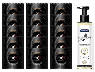 Комплект EXS Black Latex 15 шт + Big Erection Gel (150 мл) SOS14614 фото