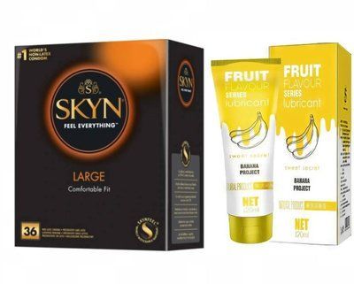 SKYN Large (36 шт) та Лубрикант OLO зі смаком банана 120 мл SOS300 фото