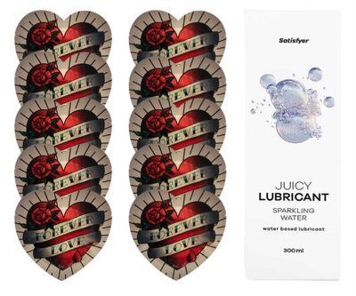 Комплект Pasante Heart 10шт. + Лубрикант Satisfyer Juicy Lubricant Sparkling Water 300 мл SOS11563 фото