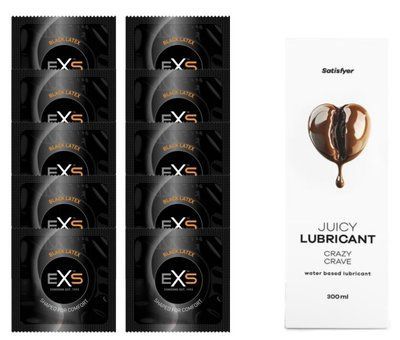 Набір: EXS Black Latex 10 шт. + Лубрикант Satisfyer Crazy Crave 300 мл SOS11157 фото