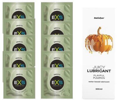 Комплект: з EXS Snug Fit 10 шт + Лубрикант Satisfyer Juicy Playful Pumpkin water based 300 мл SOS11308 фото
