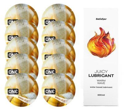 ONE Banana Split 10шт. + Лубрикант Satisfyer Warm Wave 300 мл SOS12463 фото