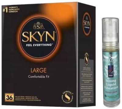 Набір з SKYN Large (36 шт) + Рідкий вібратор 5th Paradise Liquid Vibrator &mdash; Енергетичний напій (10 мл) SOS9954 фото