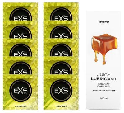 Комплект: EXS Banana 10 шт. + Лубрикант Satisfyer Creamy Caramel 300 мл SOS11358 фото