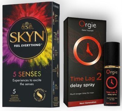 Набір з SKYN 5 Senses + Пролонгатор Orgie Time Lag 2 Delay Spray, 10 мл SOS8844 фото