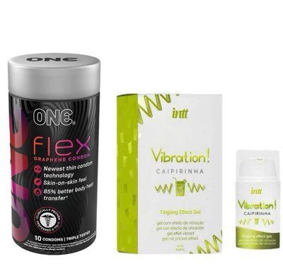 ONE Flex 10 шт + Рідкий вібратор Intt Vibration Caipirinha (15 мл) SOS6421 фото