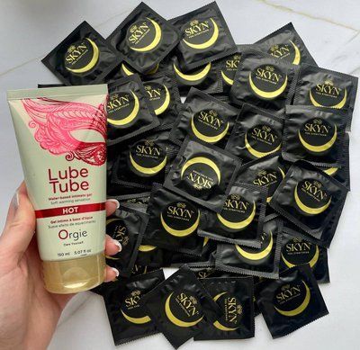 Набір 50 шт Skyn Original + лубрикант LUBE TUBE HOT, 150 мл SOS2496 фото