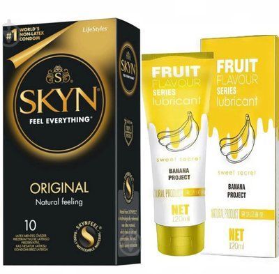 Набір : SKYN Original &mdash; 10 шт та Лубрикант OLO зі смаком банана &mdash; 120 мл SOS750 фото