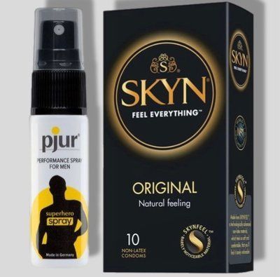 SKYN Original 10 шт + Пролонгатор pjur Superhero Spray 20 мл SOS5160 фото