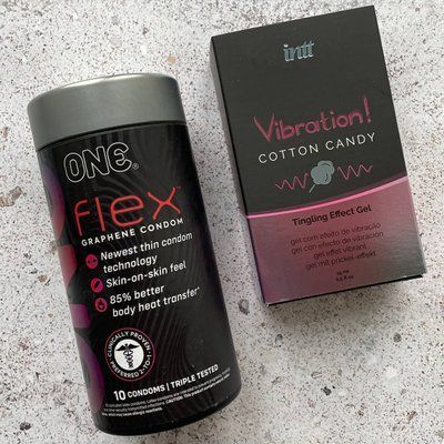 Набор 10 штук ONE Flex графеновые + Жидкий вибратор Intt Vibration Cotton Candy (15 мл) SOS1048 фото