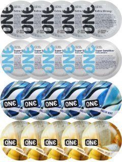 Набір з 20 шт ONE Extra strong + 𝐎𝐍𝐄 𝐒𝐮𝐩𝐞𝐫 𝐒𝐞𝐧𝐬𝐢𝐭𝐢𝐯𝐞 + ONE Fresh Mint + ONE Banana Split SOS8194 фото
