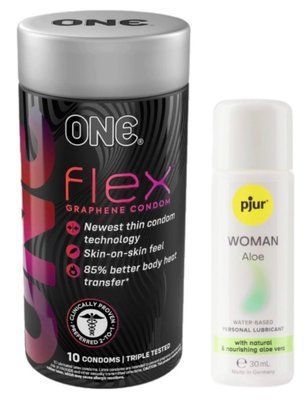 Комплект ONE Flex Graphene 10 штук + Pjur Woman Aloe 30 мл SOS12966 фото