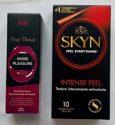 Комплект SKYN Intense Feel 10 шт і Спрей Intt Deep Throat Oral Spray (12 мл) SOS1396 фото