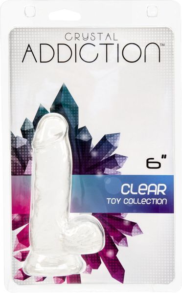 Прозорий фалоімітатор на присосці ADDICTION &mdash; Clear Dildo with Balls 6&Prime;, віброкуля в подарунок Реалістики SO5580 фото