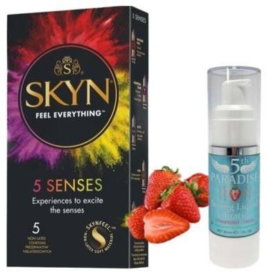 Набор SKYN 5 Senses + Жидкий вибратор мощный вкус: клубника, 30 мл 5th Paradise SOS9645 фото