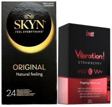 Набор из SKYN ORIGINAL 24 шт. + Жидкий вибратор Intt Vibration Strawberry (15 мл) SOS10005 фото