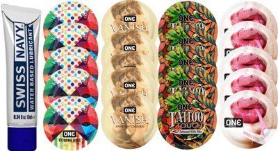 Набор из Swiss Navy Water-Based 10 мл + ONERibs + ONE Vanish + ONETattoo + ONE Bubblegum SOS8495 фото