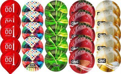 Набір з 25 шт OLORed0.01 + ONERibs + ONE Glowing + ONEChocolateStrawberry + ONEBanana SOS8745 фото