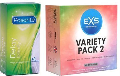 Набір з Pasante Infinity Delay, 12 шт + EXS Variety pack 2, 48 штук SOS8144 фото
