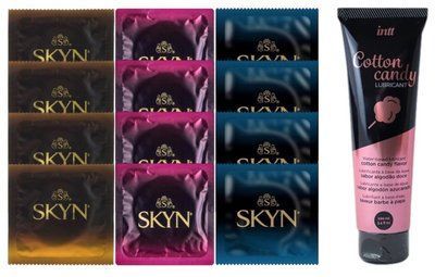 Комплект: Смазка Intt Cotton Candy (100 мл) + 12 шт SKYN SOS10405 фото