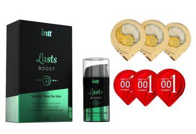 Комплект 10 шт OLO + Пролонгатор для чоловіків Intt Lasts (15 мл) SOS4196 фото