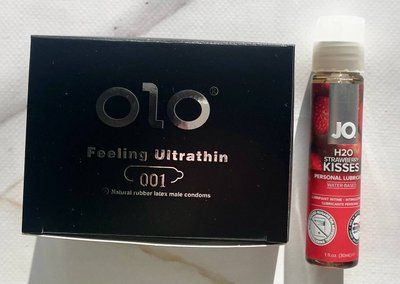 Комплект OLO Feeling Ultrathin 001 (10 шт) + Змазка System JO H2O &mdash; Strawberry Kiss (30 мл) SOS2147 фото