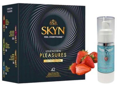 Набор из SKYN Pleasures (42 шт) + Жидкий вибратор 5th Paradise Liquid Vibrator &mdash; Клубника (30 мл) SOS10055 фото