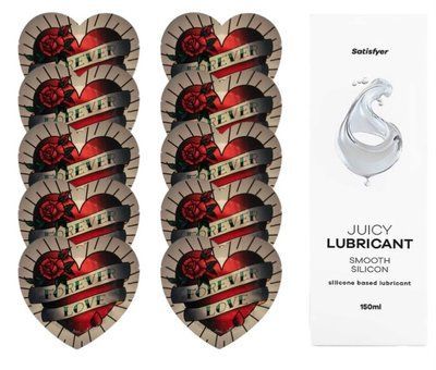 Комплект Pasante Heart 10шт. + Лубрикант Satisfyer Juicy Lubricant Smooth Silicon 150 мл SOS11564 фото