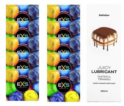 Комплект: EXS BUBBLEGUM 10 шт. + Лубрикант Satisfyer Tasteful Tiramisu 300 мл SOS11462 фото