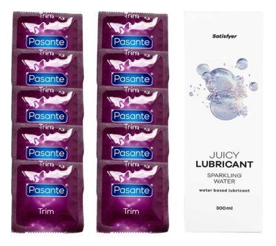 Комплект Pasante TRIM 10шт. + Лубрикант Satisfyer Juicy Lubricant Sparkling Water 300 мл SOS11714 фото