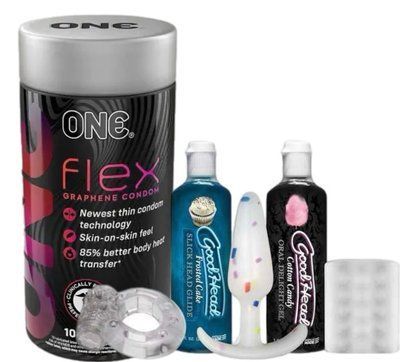 Комплект Набір 10 штук ONE Flex графен + Набір Doc Johnson GoodHead - Party Pack - 5 Piece Kit SOS6269 фото