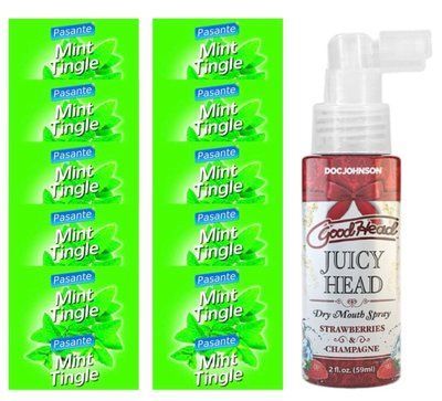 Комплект Pasante Mint Tingle 10 шт + Doc Johnson GoodHead Juicy Head Strawberries and Champagne (59 мл) SOS13917 фото