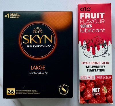 Комплект SKYN Large, 36 шт + Гель-лубрикант клубничный 120 мл OLO SOS3647 фото