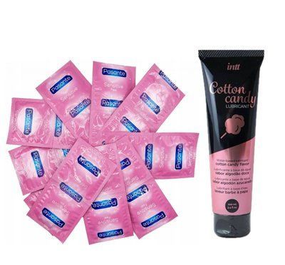 Pasante Sensitive Feel 20 шт та Лубрикант Intt Cotton Candy &ndash; 100 мл SOS951 фото