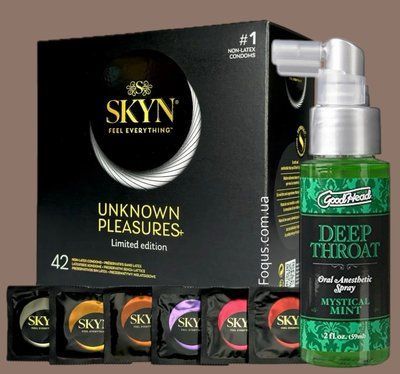 Набор SKYN Pleasures, 42 шт-6 видов + Спрей Doc Johnson GoodHead DeepThroat Spray - Mystical Mint 59 мл SOS5161 фото