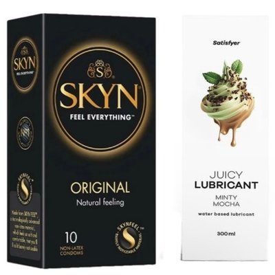Набор Лубрикант Satisfyer Minty Mocha 300мл + SKYN Original 10 шт. SOS12816 фото