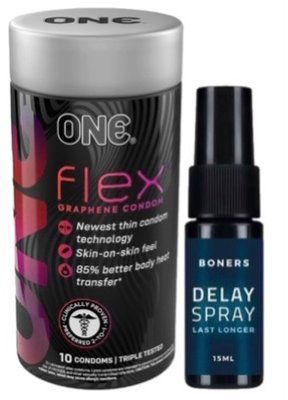 Набор из 10 шт ONE Flex графен + Пролонгатор Boners Delay Spray 15 мл SOS9296 фото
