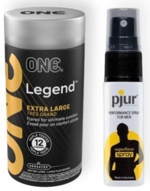 Набор из 12 шт ONE Legend Extra Large + Пролонгатор pjur Superhero Spray 20 мл SOS9046 фото