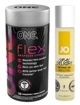 Комплект Набір 10 штук ONE Flex графен + Гель System JO Oral Delight - Vanilla Thrill (30 мл) SOS6270 фото