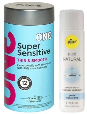 Набор ONE Super Sensitive Pack 12 шт. + Лубрикант Pjur MED Natural Glide 100 мл SOS13017 фото