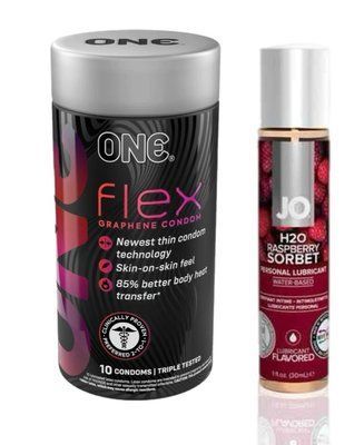 ONE Flex 10 шт. + Змазка на водній основі System JO H2O Raspberry Sorbet (120 мл) SOS6370 фото