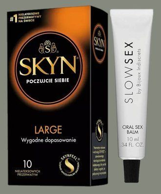 Комплект SKYN Large 10 шт + Стимулювальний бальзам Bijoux Indiscrets Slow Sex Oral sex balm SOS5564 фото